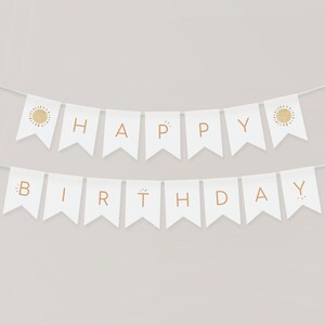Sunshine Banner Template, Sunshine Happy Birthday Banner, 1st Birthday Banner Printable Sun Banner, Editable bunting, Birthday Decor