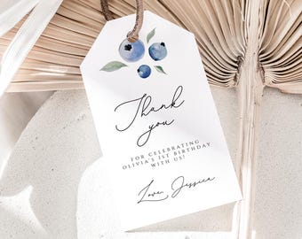 Etiquetas de regalo para baby shower con diseño de arándanos, plantilla de etiqueta de agradecimiento para baby shower, etiquetas de regalo, decoración para baby shower con diseño de bayas dulces, baby shower con diseño de bayas, BBS2