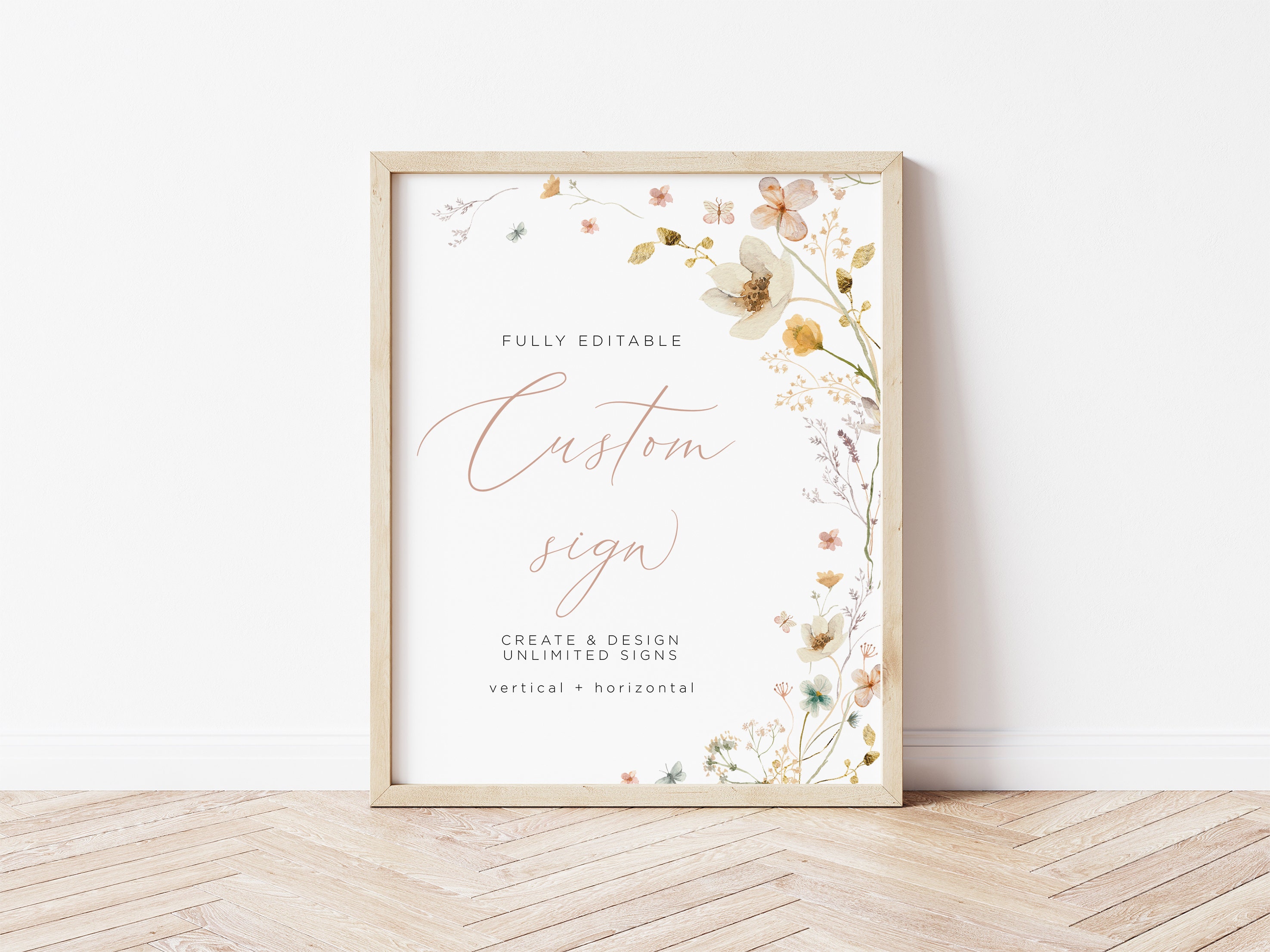 Wildflower Custom Sign, Baby Shower Table Sign Template, Floral ...