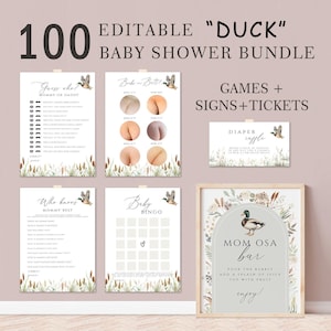 Editable duck Baby Shower Game Bundle, Mallard duck Baby Shower Game Pack, Boy hunting duck Shower Games, DBSH01