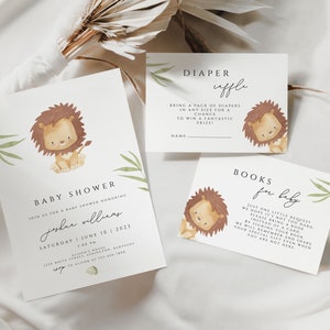 Lion Baby Shower Invitation Template, Lion Baby Shower Invite Editable ...