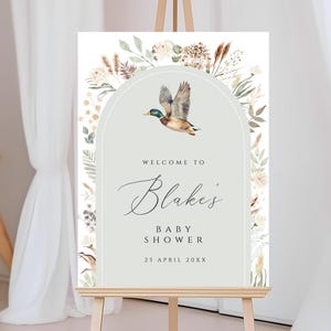 Mallard Duck Baby Shower Welcome Sign, Duck Hunting arch Welcome Sign Poster, duck Baby Shower Sign, Mallard baby shower welcome