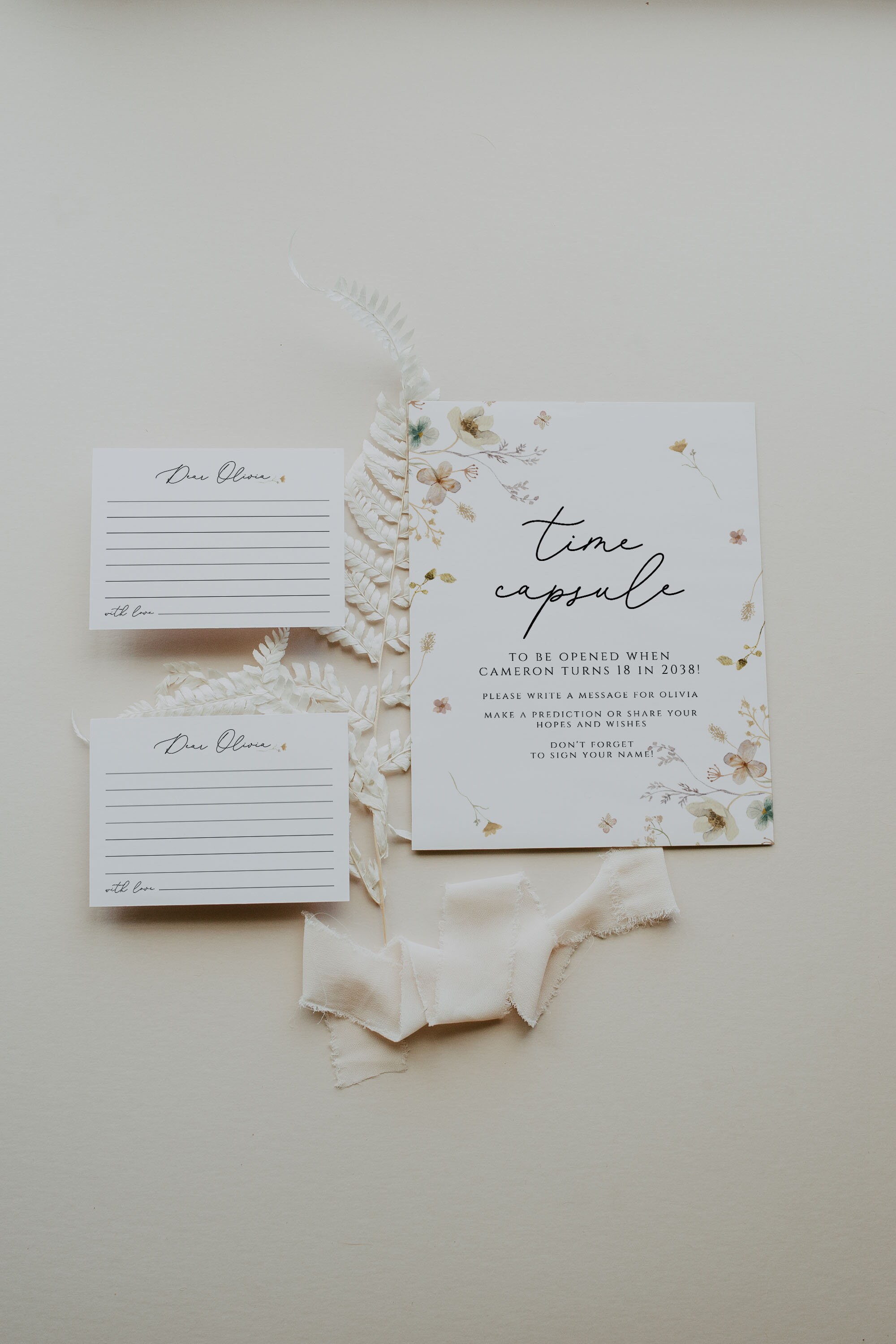 Time Capsule Card Design Examples Wildflower Time Capsule Sign Template First Birthday Time Capsule ...