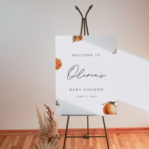 Little Cutie Baby Shower Sign, Welcome Sign Baby Shower, Orange Baby Shower Sign, Citrus Baby Shower Sign, Editable Sign, Cutie Shower Sign image 2