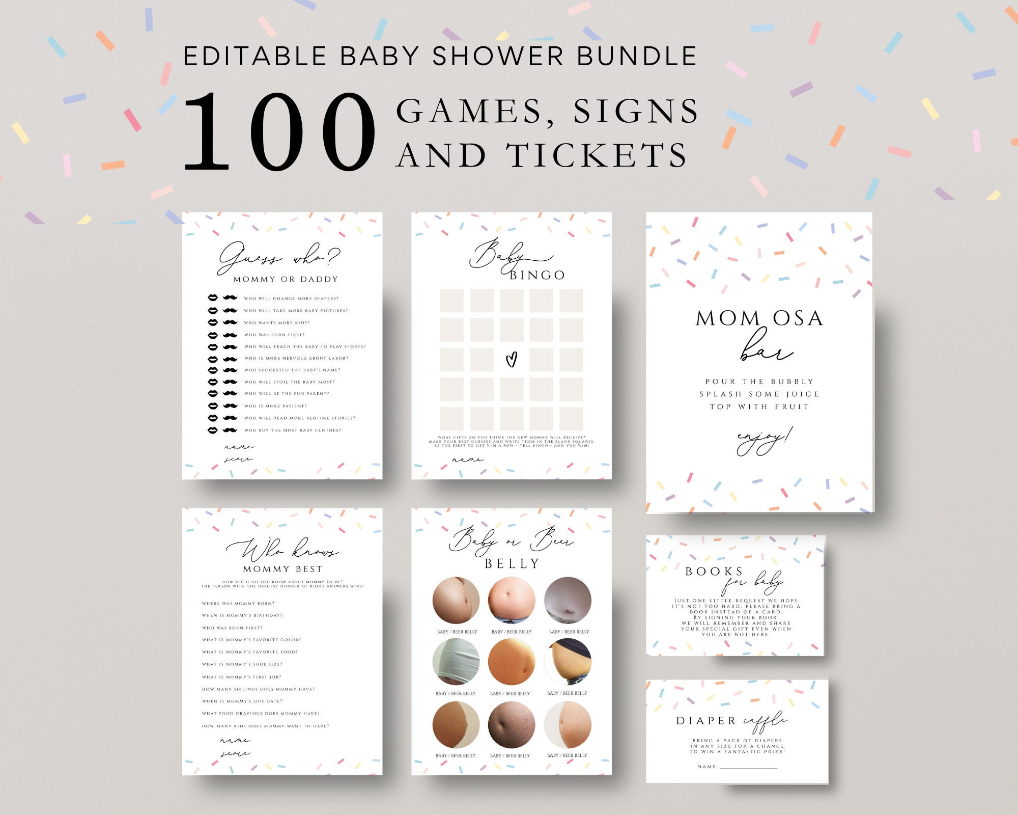 100 Editable Baby Sprinkle Games and Signs, Sprinkle Baby Shower Games Baby  Shower Games, Sprinkle Games Set Baby Games - Etsy