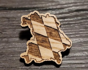 Bayern Bayernland Wappen Anstecker, Pins, Trachtenanstecker, Brosche, Anstecknadel, Holzanstecker, Holzpin, Geschenke für den Mann, Ehehmann