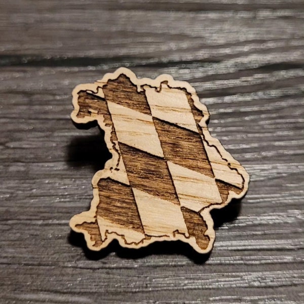 Bayern Bayernland Wappen Anstecker, Pins, Trachtenanstecker, Brosche, Anstecknadel, Holzanstecker, Holzpin, Geschenke für den Mann, Ehehmann