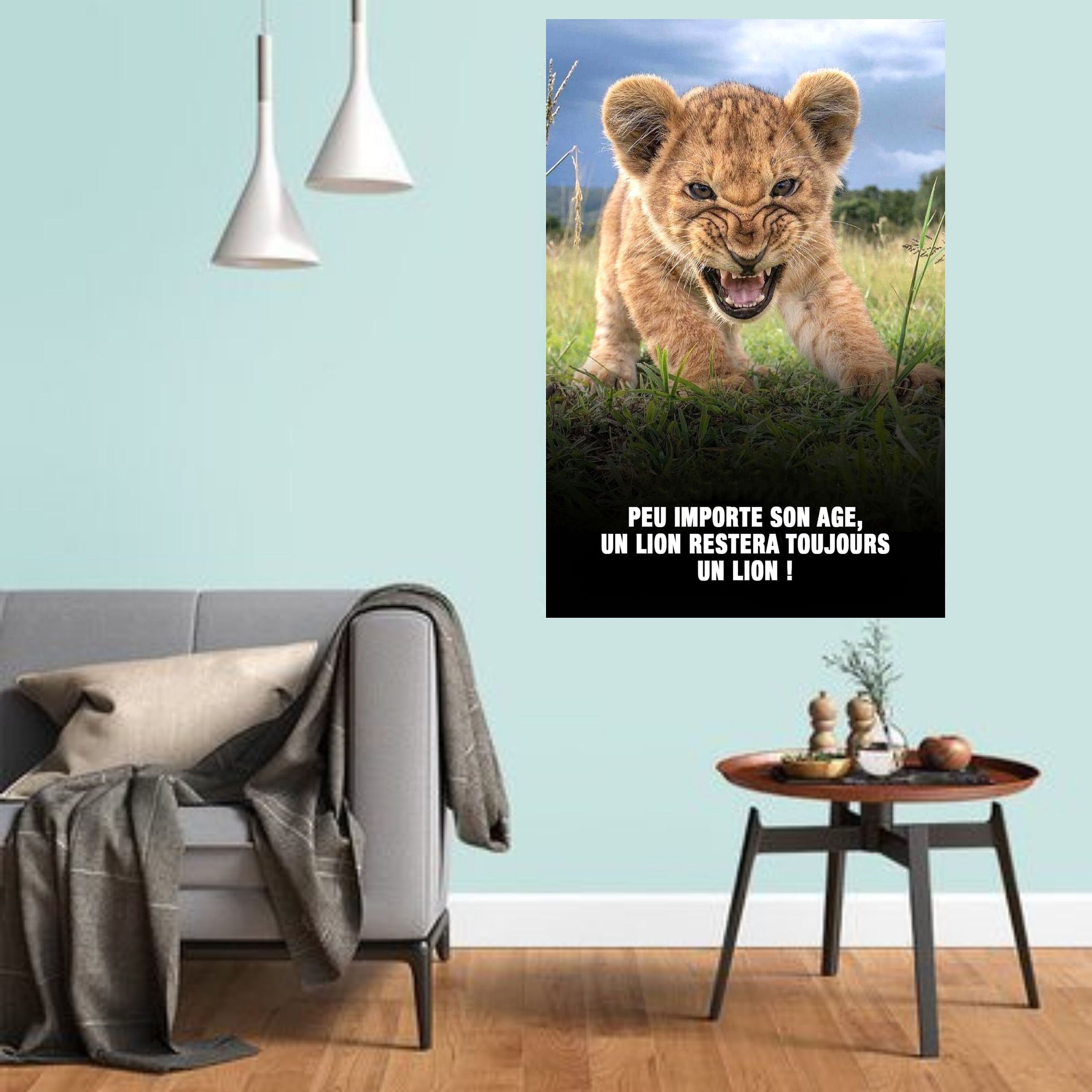 Tableau Lion Citation, Tableau Motivation, Animaux, Moderne, Art, Design, Décoration, Impression sur
