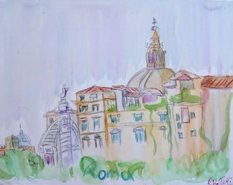 Colonna di Traiano - Watercolor on paper - Artist RBalletti - #MOA25MM