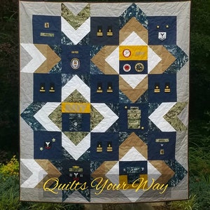 MILITARY Memory Quilt made from Uniforms, Fatigues