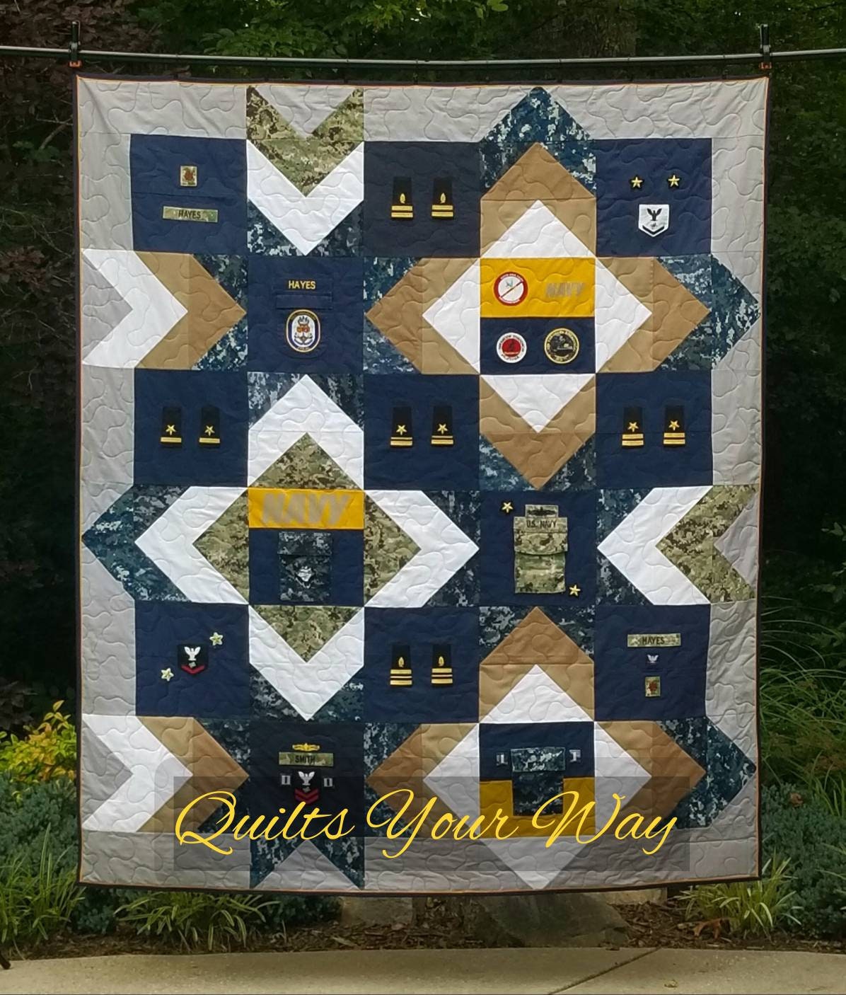 MILITARY Memory Quilt made from Uniforms, Fatigues