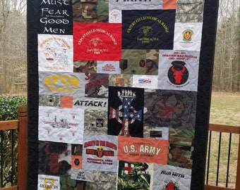 MILITARY and VETERAN Memory Quilt made from Uniforms, Fatigues