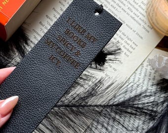 I Like My Books Spicy And My Coffee Icy Leather Bookmark with Tassel - Gift for Readers!