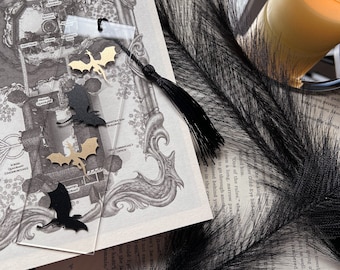 Black and Gold Dragon Acrylic Bookmark with Tassel |Tairn and Andarna
