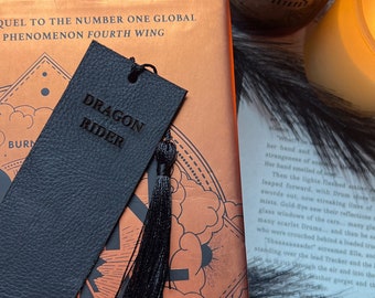 Dragon Rider Fourth Wing Leather Bookmark with Tassel – Reader Gift