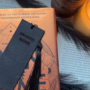Black Leather ‘Dragon Rider’ Fourth Wing Inspired Bookmark with Tassel • Bookish • Booktok