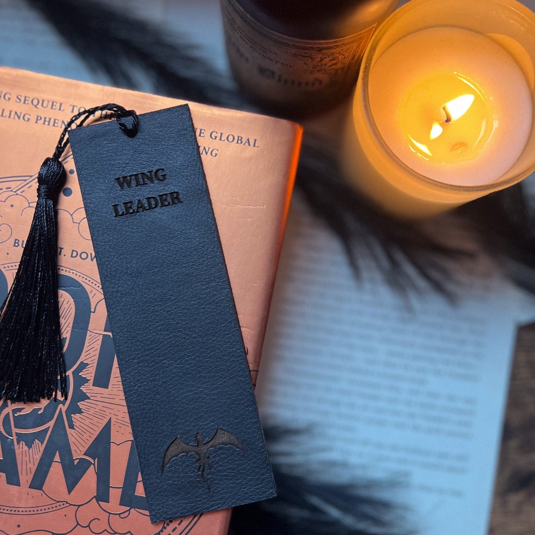 Black Leather ‘wing Leader’ Fourth Wing Inspired Bookmark With Tassel ...