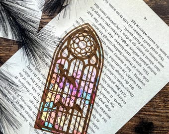 Dragon Stained Glass Window Book Overlay | Gift for readers