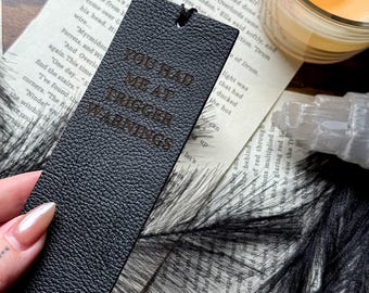 Marcapáginas de cuero con borla "Me conquistaste con las advertencias de contenido sensible": ¡un regalo para lectores de romance oscuro!