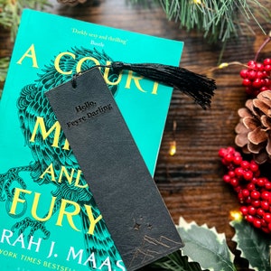 ACOTAR Inspired &#39;Hello, Feyre Darling&#39; Leather Bookmark with Tassel • Bookish • Booktok