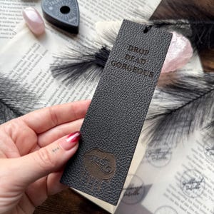 Drop Dead Gorgeous Leather Halloween Bookmark with Tassel – Spooky & Stylish Reading Accessory