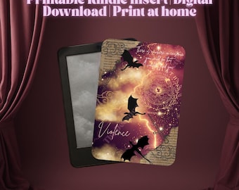 Inserto imprimible para funda Kindle con diseño de dragón rosa de fantasía / Descarga digital