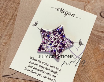Pocket Hug Star Token: Handmade Glitter Gift with Custom Card