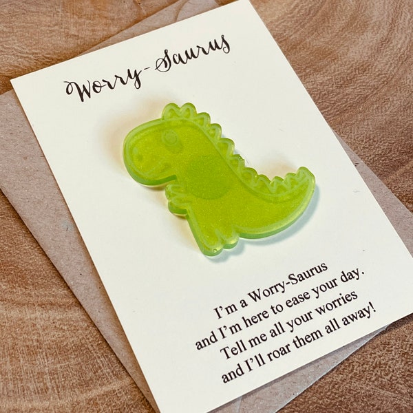 Pocket dinosaur worry token, worry stone for separation anxiety, dinosaur pocket hug