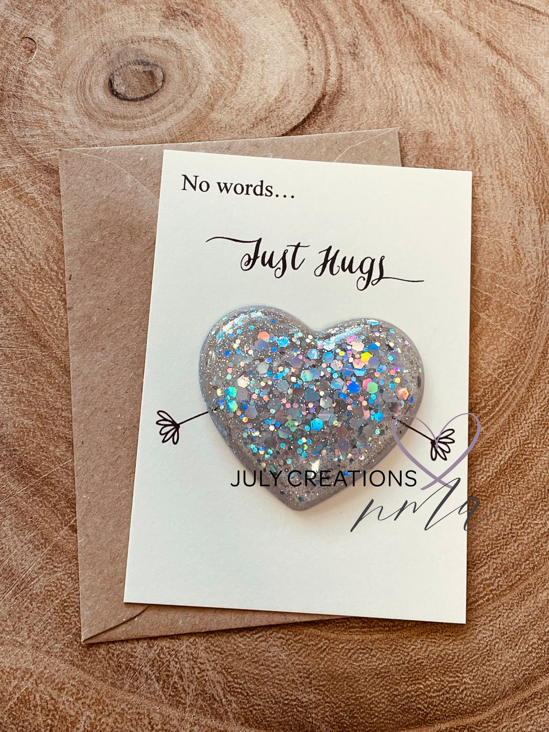 No Words, Just Hugs Pocket Hug and Gift Card. Bereavement Gift, Sorry