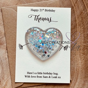 Carte d'anniversaire et câlin personnalisables. cadeau câlin de poche fait main. Boîte aux lettres cadeau, jeton d'anniversaire, carte d'anniversaire personnalisée. Cadeau pour elle ou pour lui