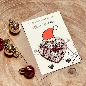 Uścisk kieszonkowy i kartka Secret Santa. Prezent Secret Santa, przytulenie kieszonkowe na żetony świąteczne, prezent do skrzynki pocztowej, prezent Secret Santa, wypełniacz skarpet