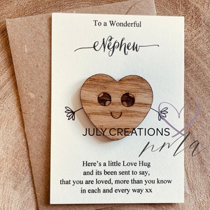 Un merveilleux câlin de poche en bois pour neveu, carte de neveu, cadeau de neveu, câlin de poche de neveu, cadeau boîte aux lettres pour neveu, jeton de neveu, jeton d'amour,