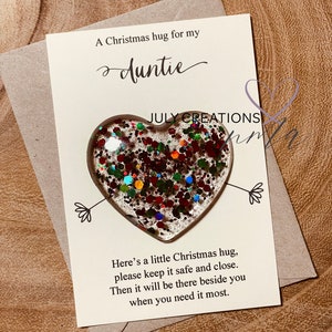 Cadeau de Noël tante, cadeau tante, carte tante, câlin de poche de Noël, cadeau boîte aux lettres symbolique