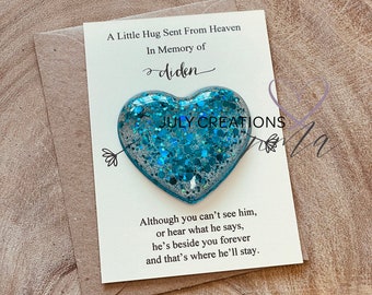 Bereavement Gift: Resin Heart Hug, In Memory of Him card