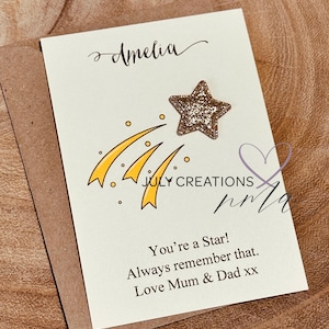 Personalized &#39;You&#39;re A Star&#39; Glitter Card: Congratulations Card