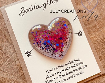 Goddaughter gifts, goddaughter pocket hug, goddaughter gift token