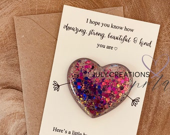 I hope you know how amazing, strong, beautiful and kind you are, heart keepsake token, pocket hug token, strength gift, strength card,
