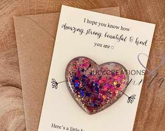 Heart Keepsake Token: krachtcadeau met zakknuffel met glitter
