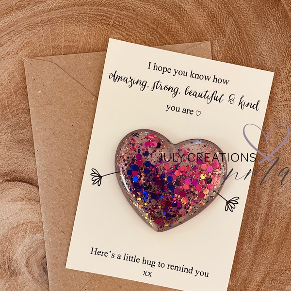 Heart Keepsake Token: Strength Gift with Glitter Pocket Hug