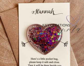 Customisable pocket hug and card, birthday gift for daughter, son, friend and more