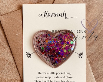 Customisable pocket hug and card, birthday gift for daughter, son, friend and more