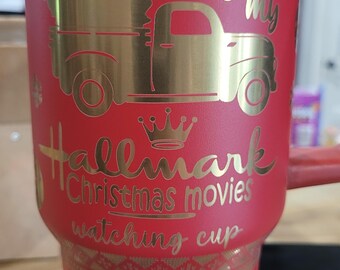 Vaso navideño de película Hallmark de 40 oz de acero inoxidable grabado
