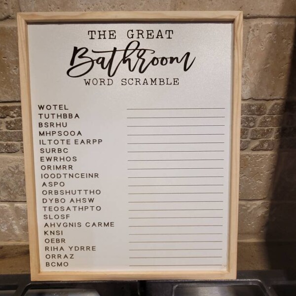 Bathroom Word Scramble Etsy
