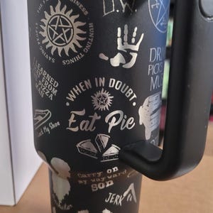 Supernatural engraved tumbler 40 oz stainless steel
