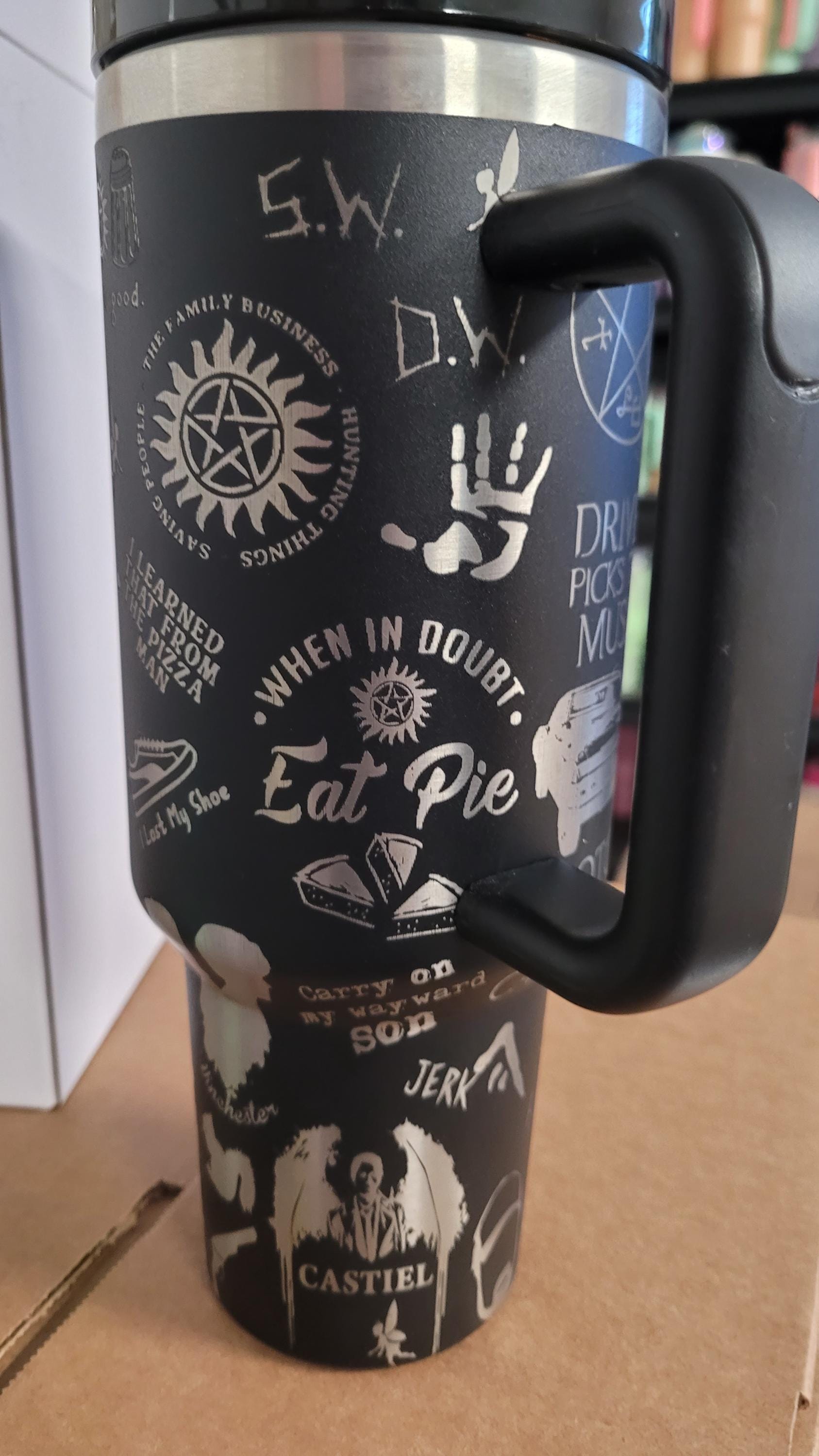 Supernatural engraved tumbler 40 oz stainless steel