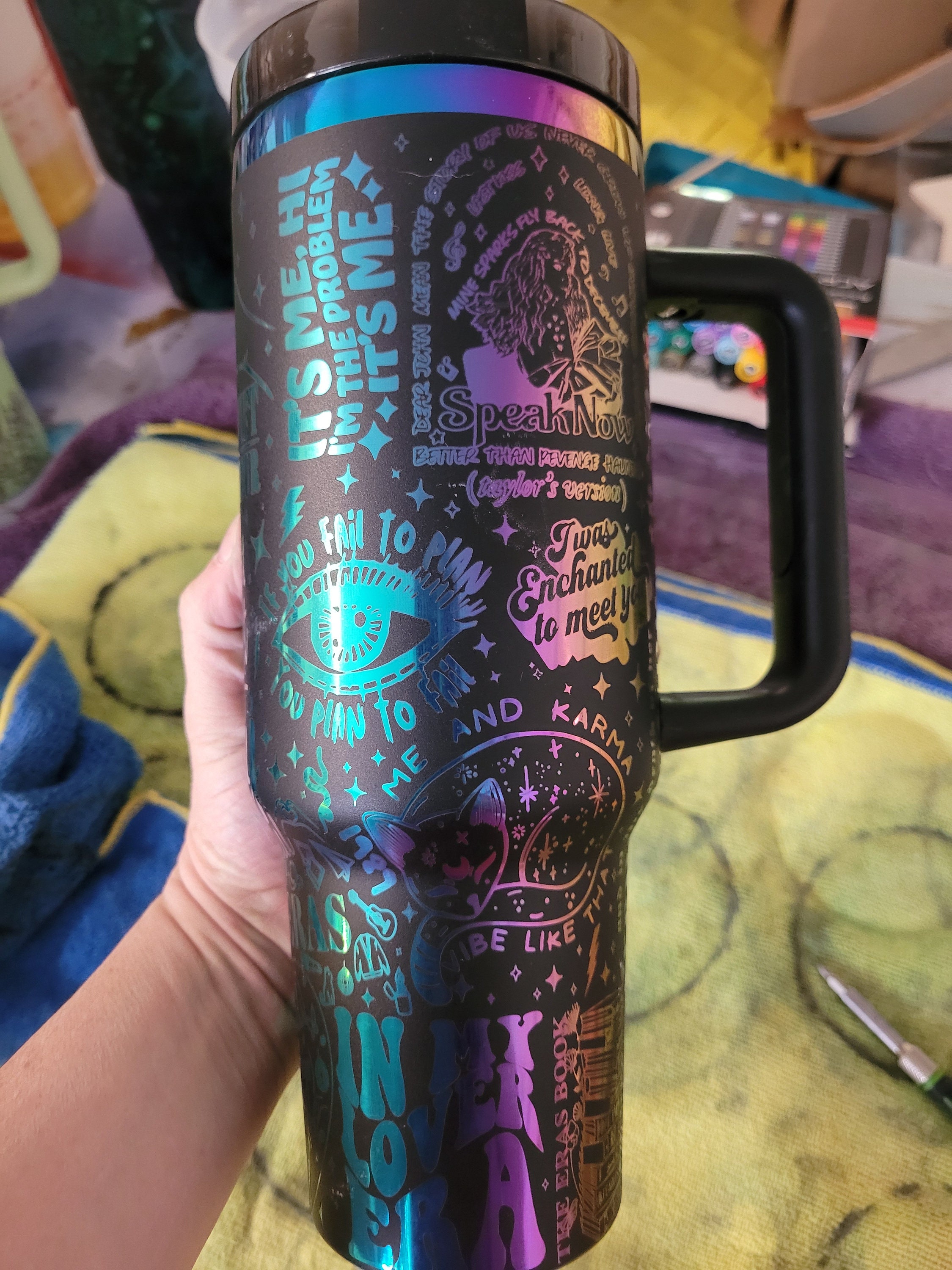 Discover Taylor 40 oz engraved to rainbow
