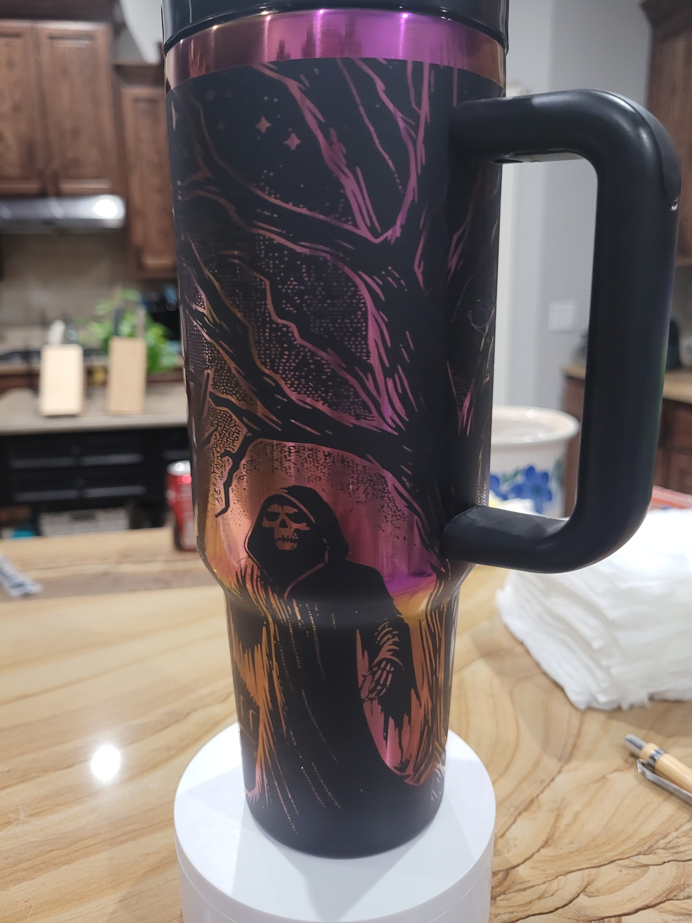 Spooky engraved tumbler with castle background 40 oz