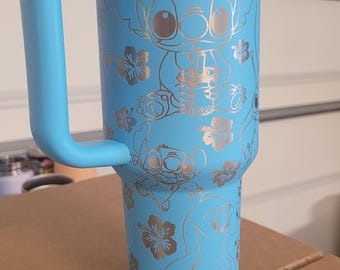 Engraved stitch cup 40 oz with handle