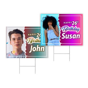Personalized Birthday Yard Sign: Full Color, Double Sided (18”x24”)