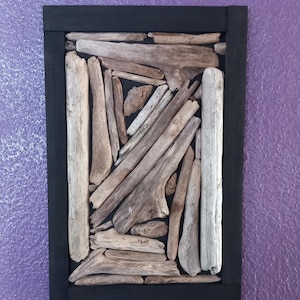 Quadro in legno a mosaico di legno galleggiante realizzato con pezzi di legno galleggiante unici e naturali con colori del legno straordinari Fatto a mano, niente di ordinario